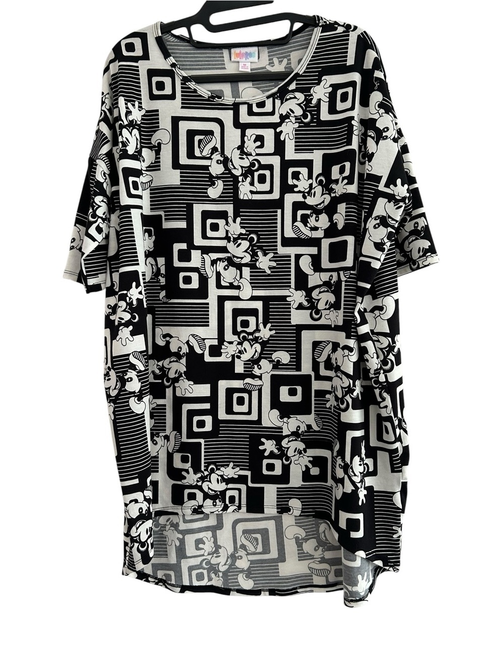 LuLaRoe Disney Mickey Mouse Monochromatic Geo Tunic Top